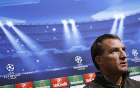 Liverpool's manager Brendan Rodgers speaks during a news conference at Vassil Levski stadium in Sofia November 25, 2014. REUTERS/Stoyan Nenov