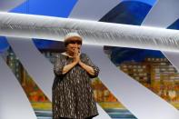 French director Agnes Varda receives an honourary Palme d'Or at the closing ceremony of the 68th Cannes Film Festival