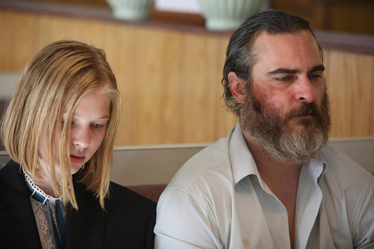 Ekaterina Samsonov as Nina and Joaquin Phoenix as Joe in <em>You Were Never Really Here</em>. (Photo: Amazon Studios)