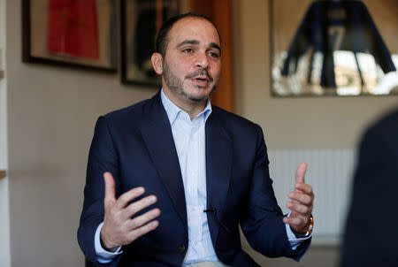 Jordan's Prince Ali Bin Al Hussein, president of the Jordanian Football Association, speaks during his interview with Reuters in Amman, Jordan, October 23, 2016. REUTERS/Muhammad Hamed