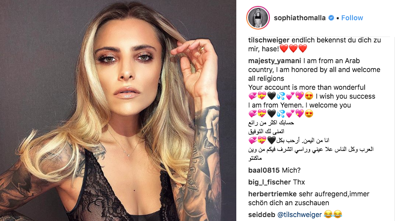 Til Schweiger fühlte sich scheinbar von Thomallas Liebesbotschaft angesprochen - oder zumindest zu einem Scherz inspiriert (Bild: Instagram/Sophia Thomalla)