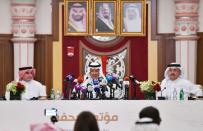 Saudi Energy minister Prince Abdulaziz bin Salman speaks during a news conference in Jeddah