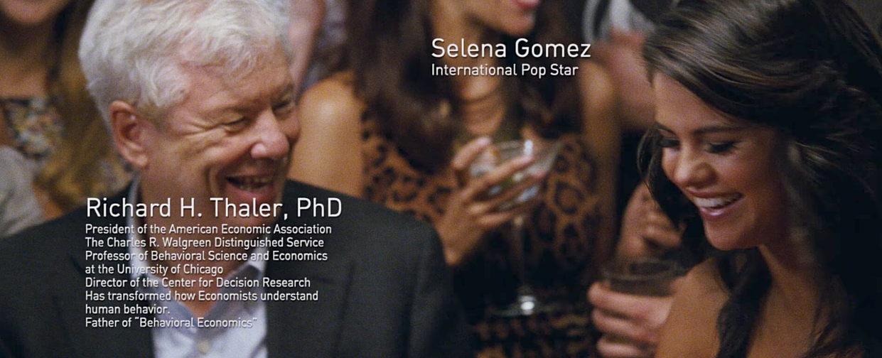 Richard Thaler and Selena Gomez in “The Big Short.” (Source: YouTube)