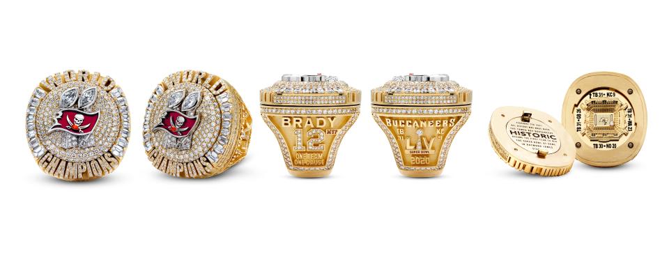 A look at the Tampa Bay Buccaneers' Super Bowl championship rings, which were designed by Jason of Beverly Hills.