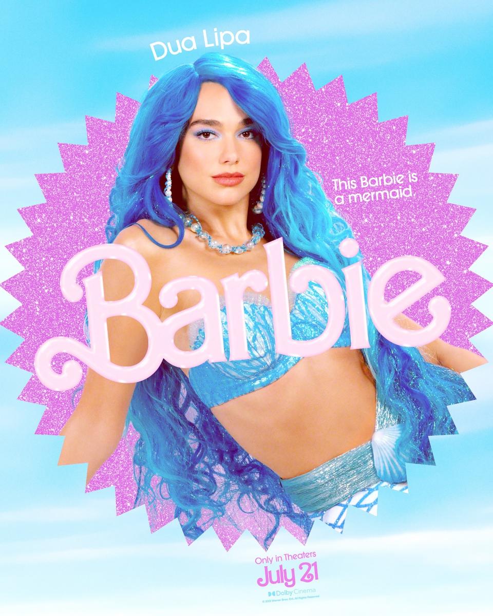 Dua Lipa on the "Barbie" movie poster