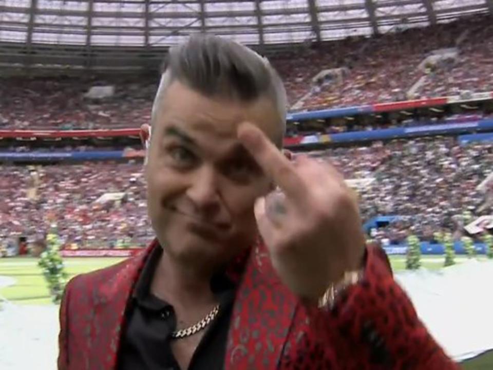 Robbie Williams explains why he gave the middle finger during World Cup opening ceremony