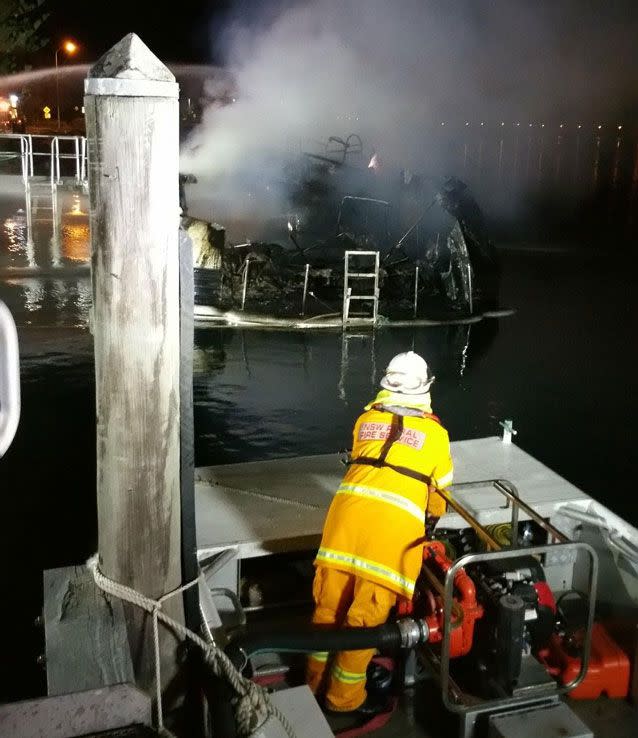 The boat's charred hull. Source: Prime 7