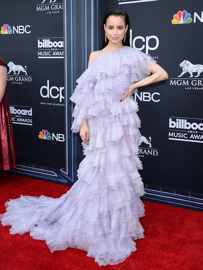 Sofia Carson wears Giambattista Valli at the 2019 Billboard Music Awards. - Credit: Shutterstock