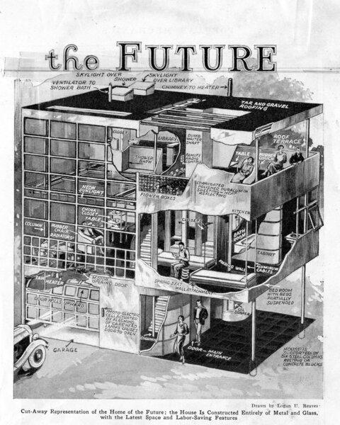 Architects: Kocher & Frey, <i>Aluminaire House</i>™ cut-away in <i>Popular Mechanics </i>56, no.2, August 1931, Collection of Palm Springs Art Museum, Albert Frey Collection 55-1999.2.