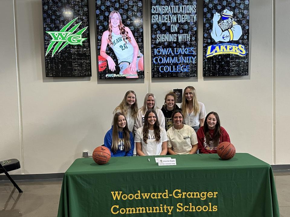 Gracelyn Deputy poses for a photo after signing her letter of intent to continue her basketball career with Iowa Lakes Community College on Friday, May 5, 2023.