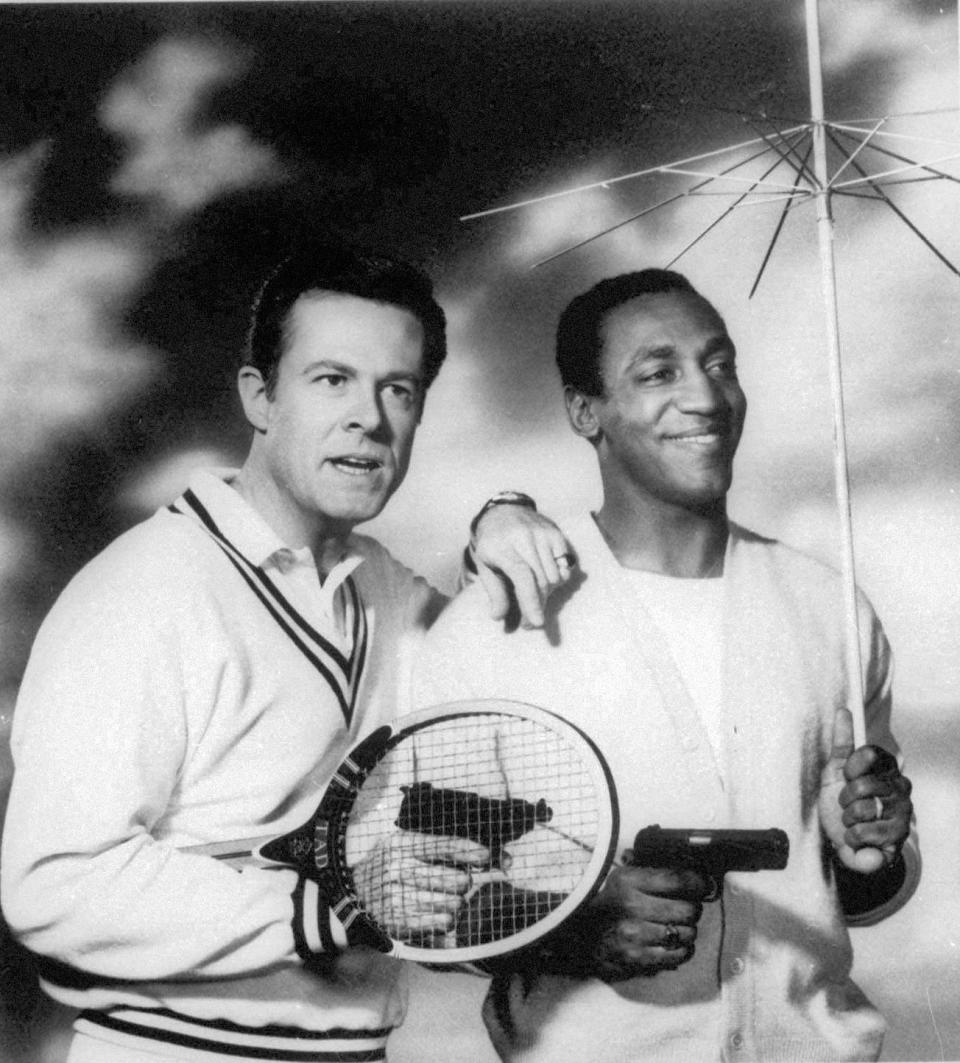 FILE - This undated file photo originally released by NBC shows Robert Culp, left, and Bill Cosby starring as a team of American agents in the 1960's television series, "I Spy." Culp, the versatile actor who teamed with Cosby in the groundbreaking comedy-adventure TV series and was Bob in the critically acclaimed sex comedy "Bob & Carol & Ted & Alice," died Wednesday, March 24, 2010. He was 79. (AP Photo/NBC)