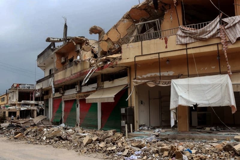 A view of destroyed buildings at the southern Lebanese border village with Israel Kfar Kila following an Israeli bombardment. French Foreign Minister Stephane Sejourne came to Lebanon as part of diplomatic efforts to de-escalate the conflict along the Lebanon-Israel border. STR/dpa