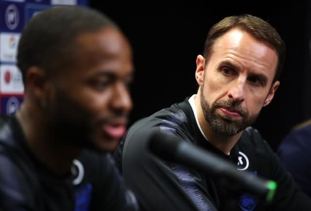 Gareth Southgate, right, will not consider Raheem Sterling on Thursday 