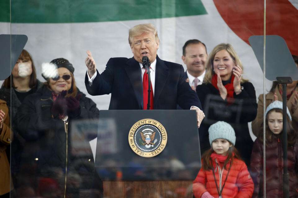 President Trump speaks at the annual March for Life rally in Washington, D.C.