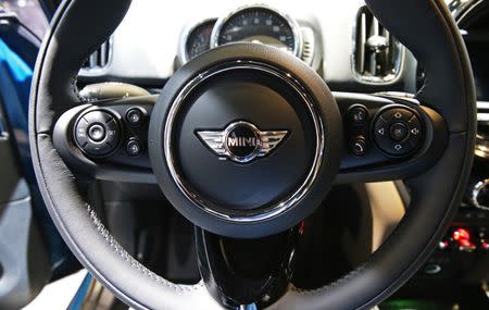 The car interior is pictured as BMW AG introduces the 2017 electric Mini Countryman at the 2016 Los Angeles Auto Show in Los Angeles, California, U.S November 16, 2016. REUTERS/Lucy Nicholson