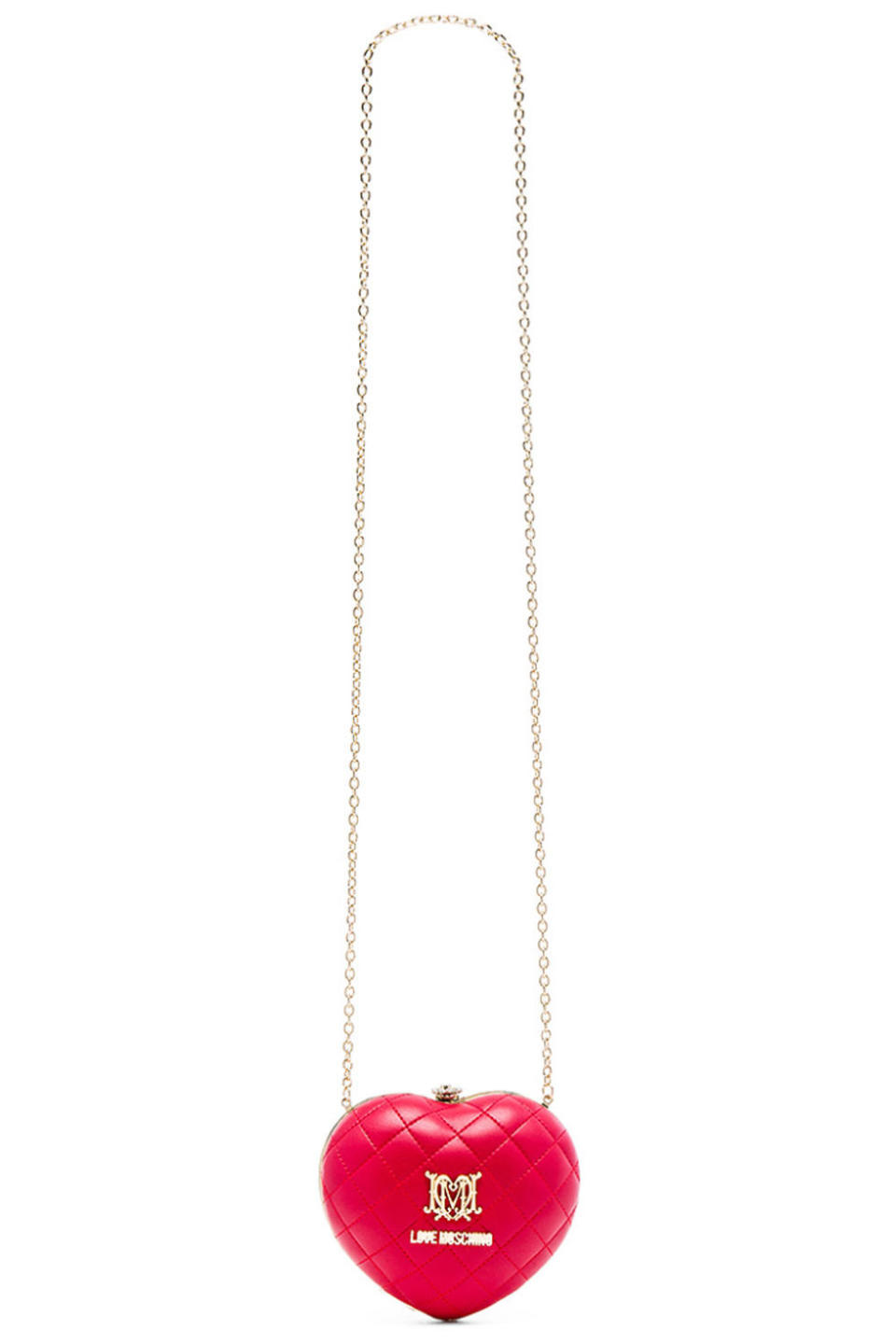 <p><a rel="nofollow noopener" href="http://www.revolveclothing.com/love-moschino-quilted-heart-crossbody-in-red/dp/LVMS-WY34/?d=Womens" target="_blank" data-ylk="slk:Red Quilted Leather Heart-Shaped Crossbody Mini Bag;elm:context_link;itc:0;sec:content-canvas" class="link "><i>Red Quilted Leather Heart-Shaped Crossbody Mini Bag</i></a><i>, LOVE MOSCHINO (Available at Revolve), $195</i></p>