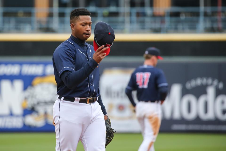 Detroit Tigers outfielder Justyn-Henry Malloy plays for Triple-A Toledo on May 3, 2023, at Fifth Third Field in Toledo Ohio.
