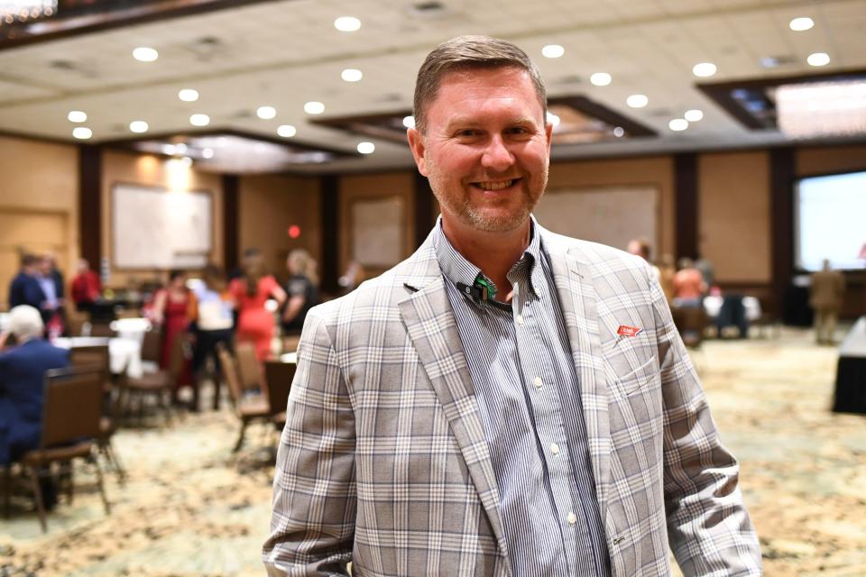 Knox County school board District 8 candidate Travis Wright smiles about his victory at the GOP election night watch party.