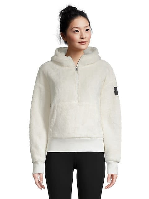 Calvin Klein Performance Half-Zip Faux Shearling Hoodie. Image via Hudson's Bay.