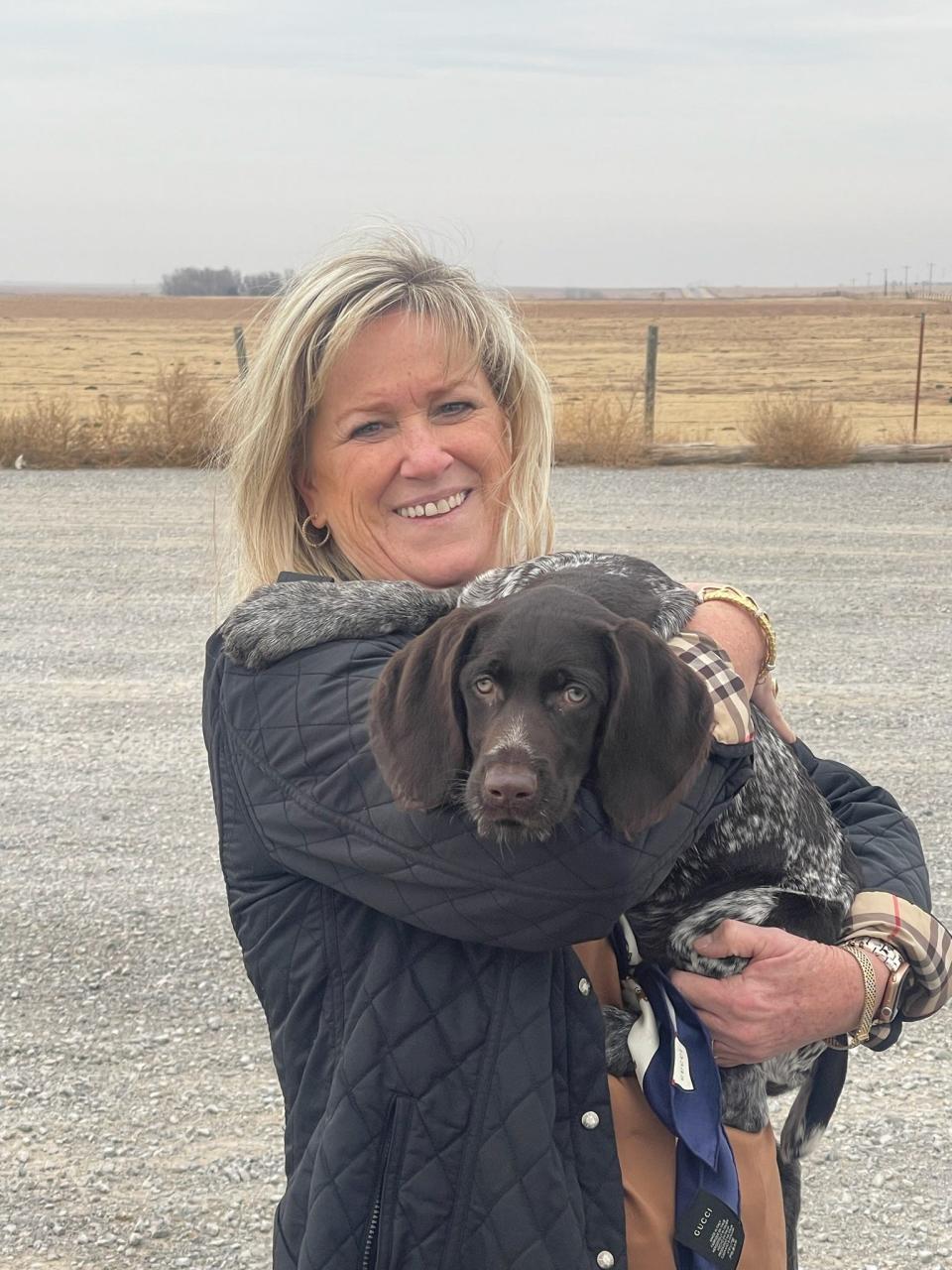 Amarillo Globe-News announces Denise Blanchard as the 2022 Headliner for her lifetime commitment to community partnerships in bettering our youths education and longtime community service, seen with her new puppy Gertie.