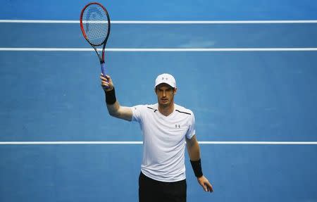 Tennis - Australian Open - Melbourne Park, Melbourne, Australia - 20/1/17 Britain's Andy Murray celebrates after winning his Men's singles third round match against Sam Querrey of the U.S. .REUTERS/Thomas Peter