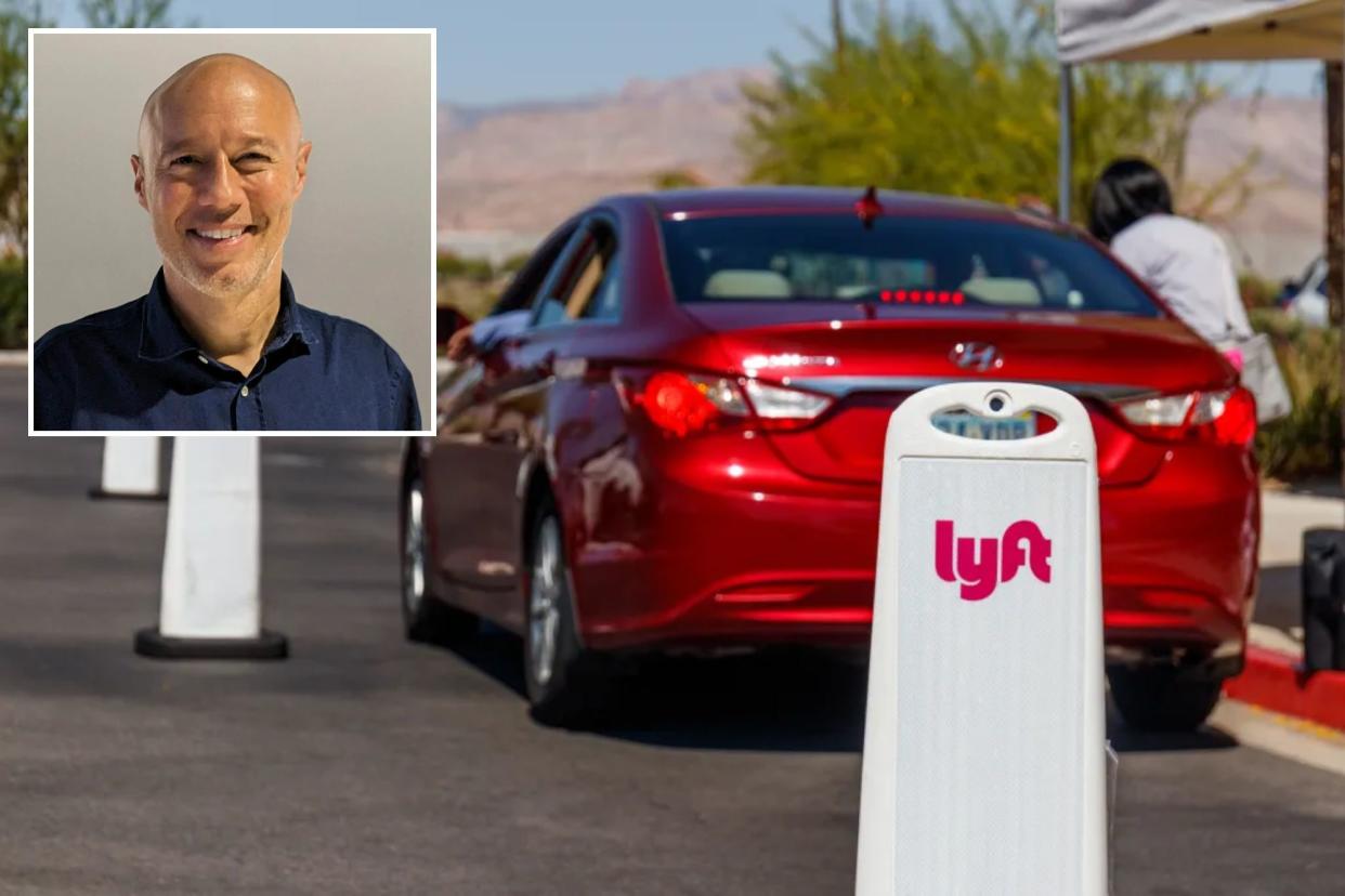 Lyft sign and CEO David Risher