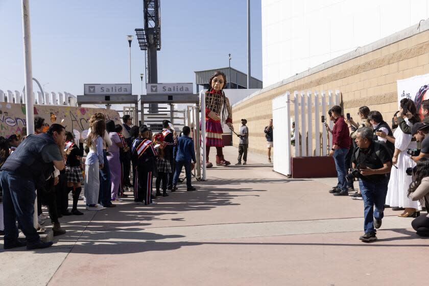 Tijuana, Baja California - November 06: Little Amal, a giant puppet of a Syrian refugee child, travels to Tijuana, Baja California on Monday, Nov. 6, 2023. (Ana Ramirez / The San Diego Union-Tribune)