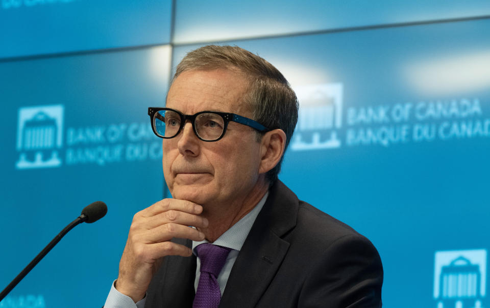 Bank of Canada Governor Tiff Macklem is seen during a news conference following an interest rate announcement, Wednesday, October 25, 2023 in Ottawa.  THE CANADIAN PRESS/Adrian Wyld