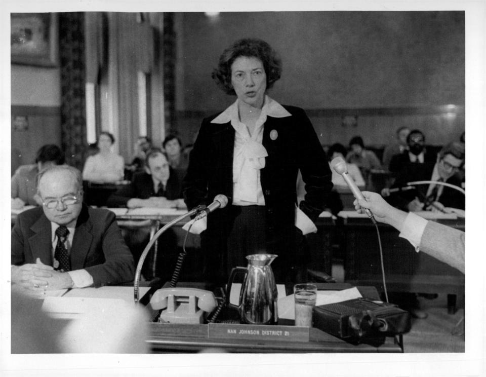 Nan Johnson at the Monroe County Legislature in 1978.