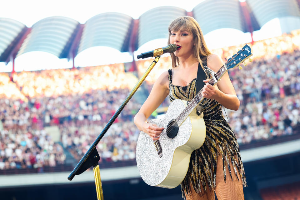 Milan, Italy - July 13: Editorial use only. No book covers. Taylor Swift performs on stage during 