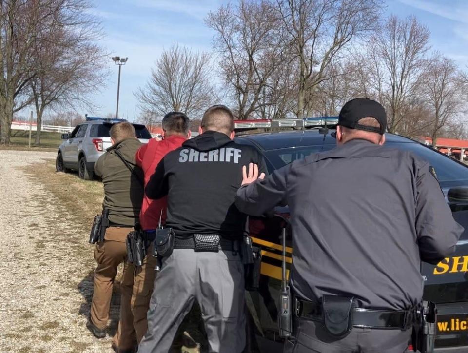 Newark Police Department, Licking County Sheriff's Office and the State Highway Patrol participate in a rare joint training operation Wednesday at the Hartford Fairgrounds in Croton.