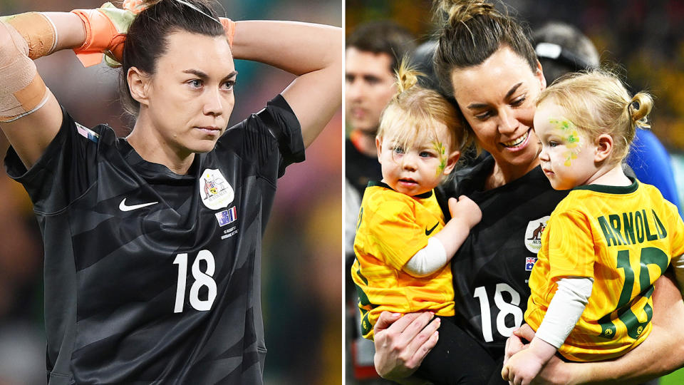 Mackenzie Arnold in action for the Matildas.