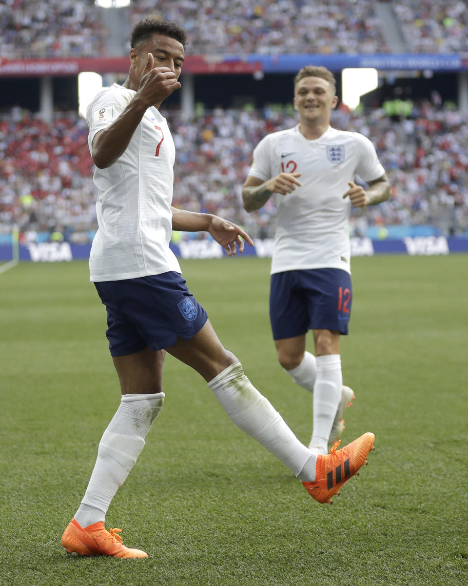 <p>England’s Jesse Lingard reacts </p>