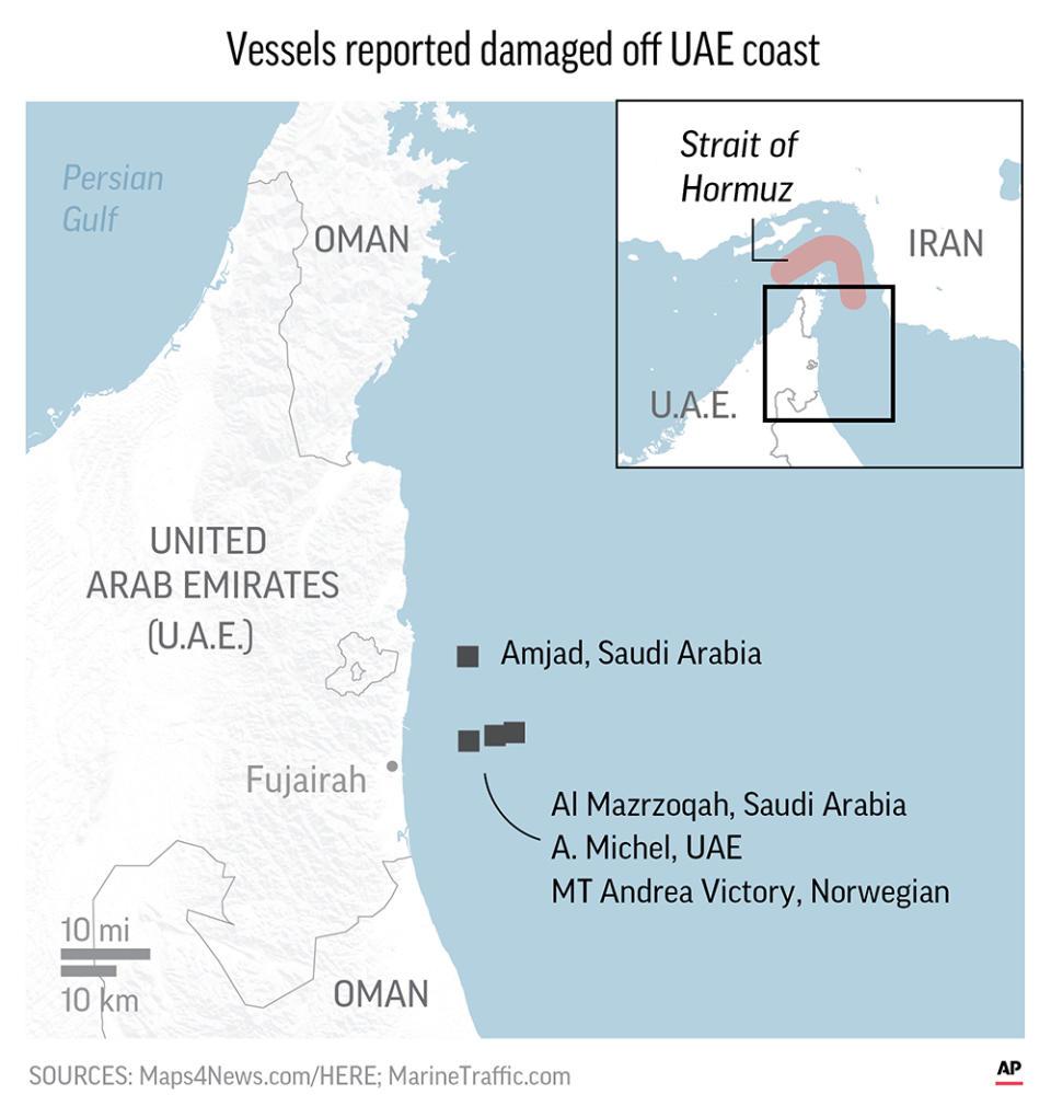 Saudi Arabia says two of its oil tankers were attacked Sunday off the coast of the UAE port city of Fujairah.;