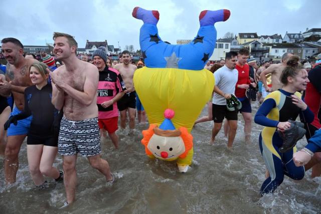 Saundersfoot New Year's Day swim sees 2024 in with a splash