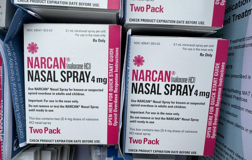 Boxes of Narcan nasal spray.