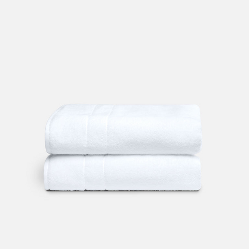 two white folded bath towels from brooklinen