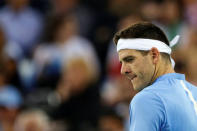 Tennis - Croatia v Argentina - Davis Cup Final - Arena Zagreb, Croatia - 25/11/16 Argentina's Juan Martin del Potro reacts during his match against Croatia's Ivo Karlovic. REUTERS/Marko Djurica