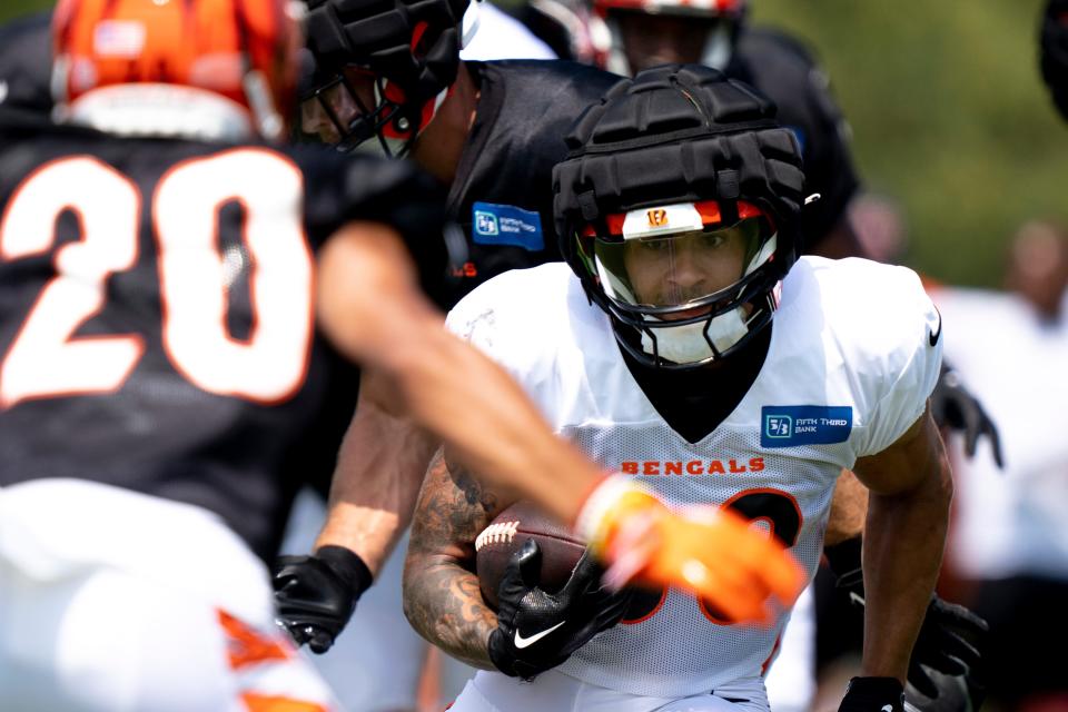 Cincinnati Bengals running back Chase Brown showed promise in pass protection on Monday.