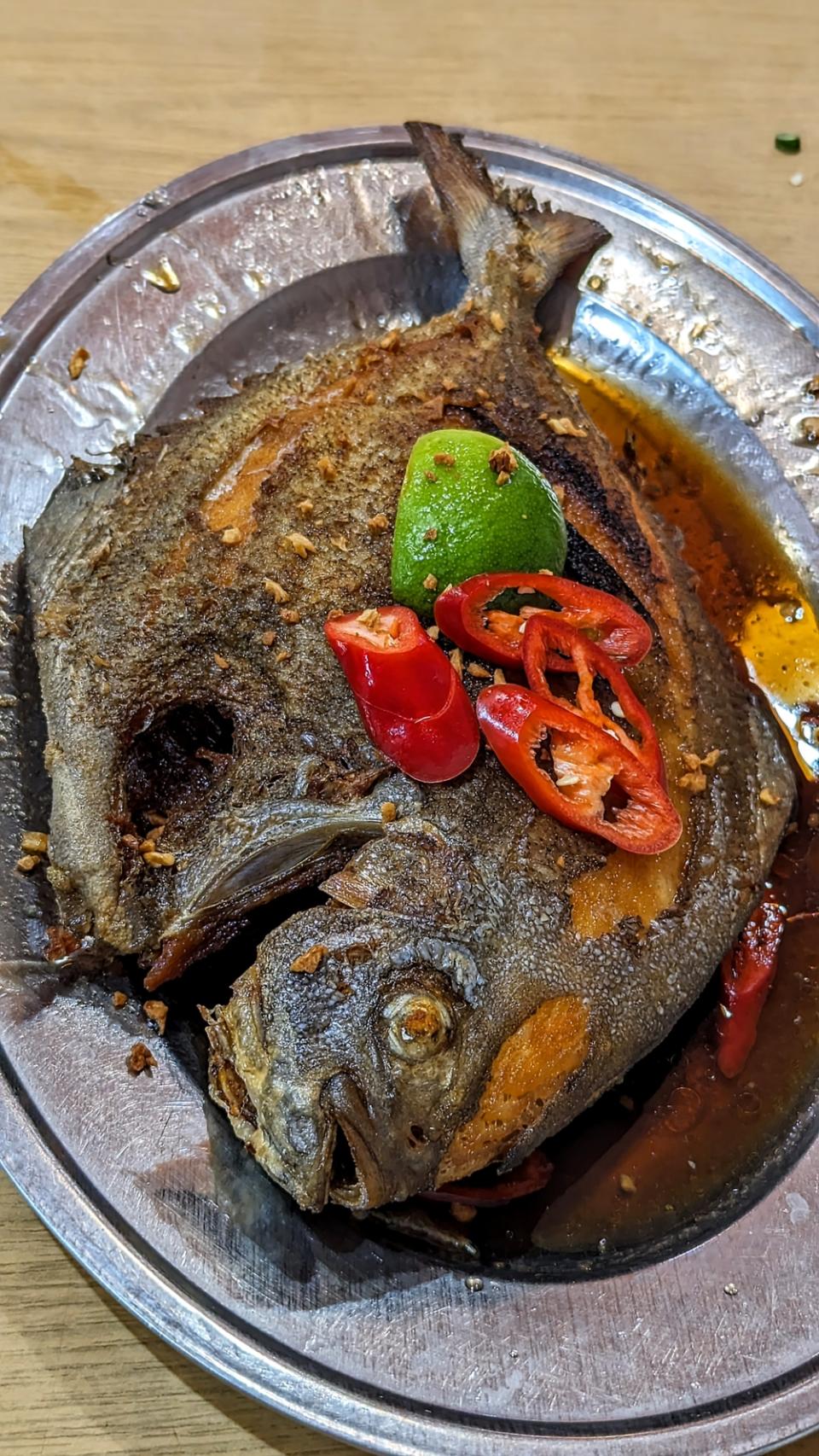 The Deep Fried Black Pomfret, impossibly crispy and incredibly addictive.