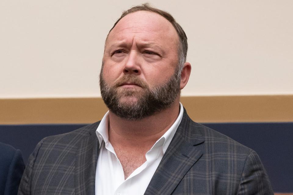 Alex Jones was a no-show on day two of his defamation trial in Austin, Texas (Associated Press)