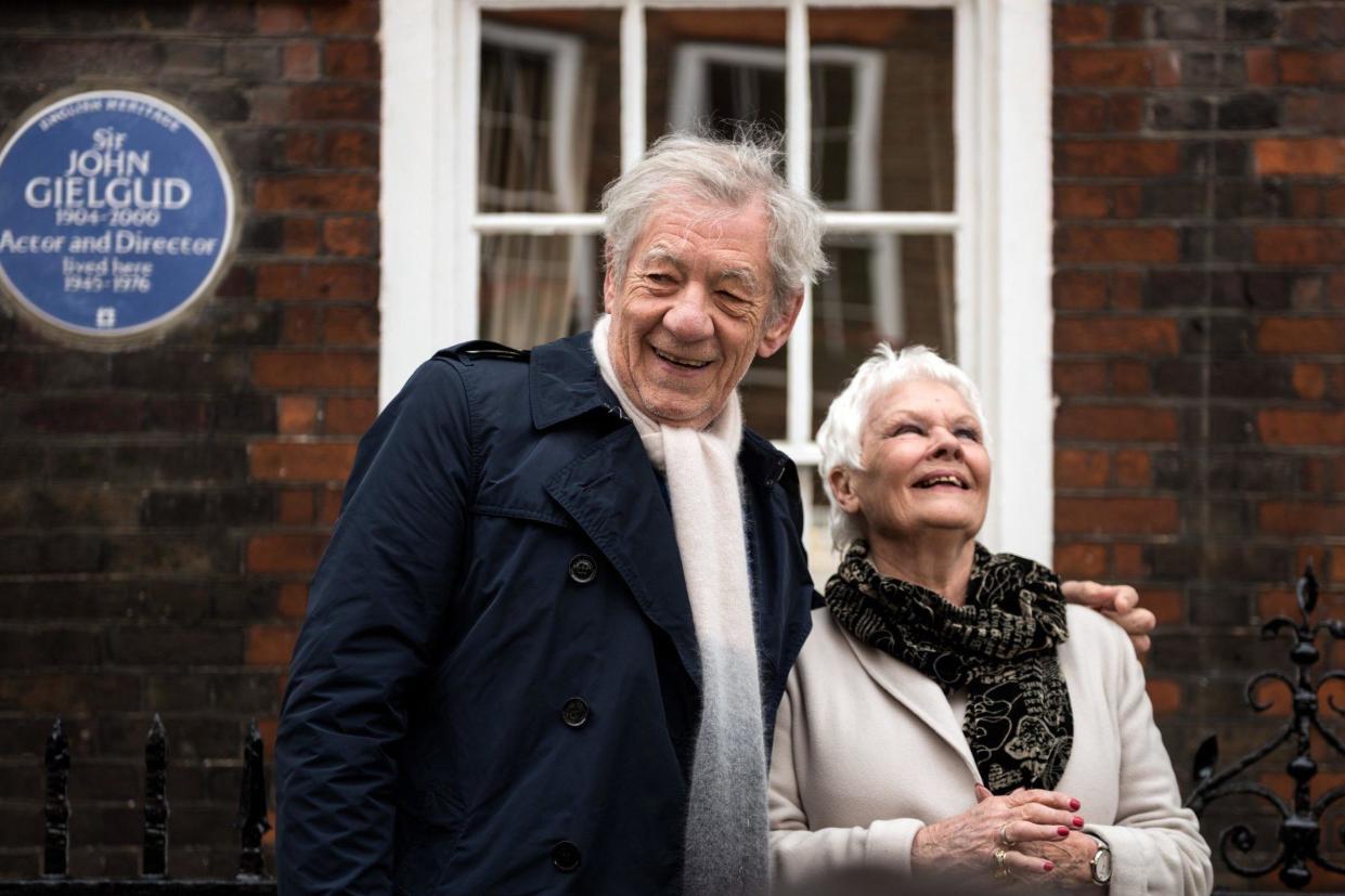 Dame Judi Dench and Sir Ian McKellen unveil a plaque to fellow actor Sir John Gielgud last year. She is now supporting a campaign for more plaques dedicated to women