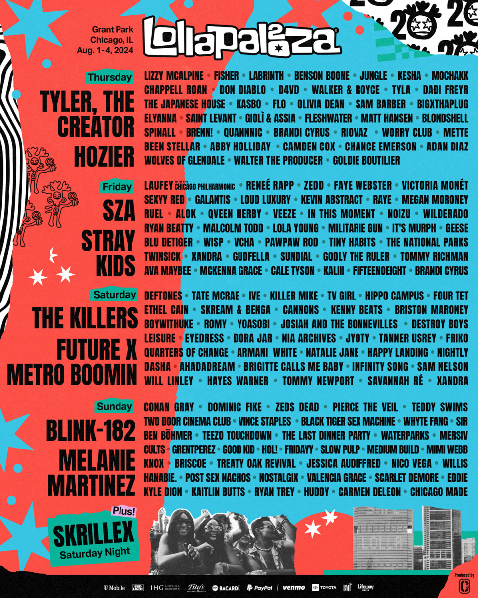 Lollapalooza Music Festival 2024 Schedule Lineup Flyer