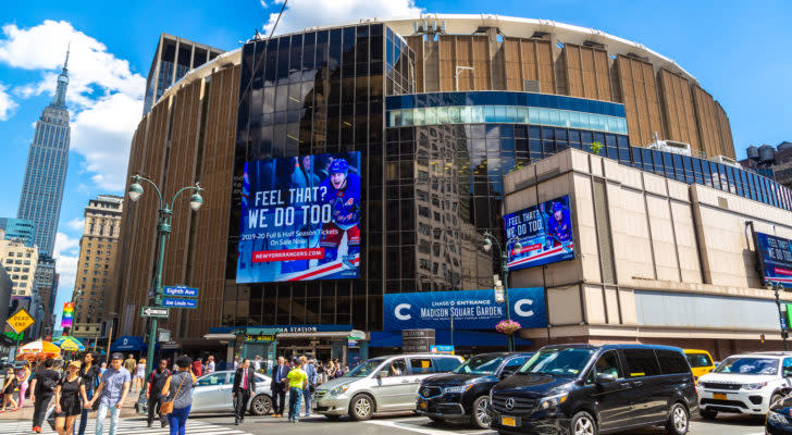 Madison Square Garden during daylight. MSGE Stock