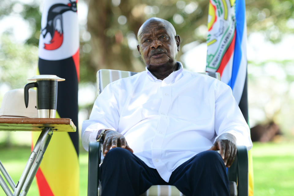 Ugandan President Yoweri Kaguta Museveni during one of his televised addresses to the country on January 16, 2022. He has been in power for at least the last 37 years. He seized power in 1986 after staging guerilla warfare in 1980 that killed at least 500,000 Ugandans.