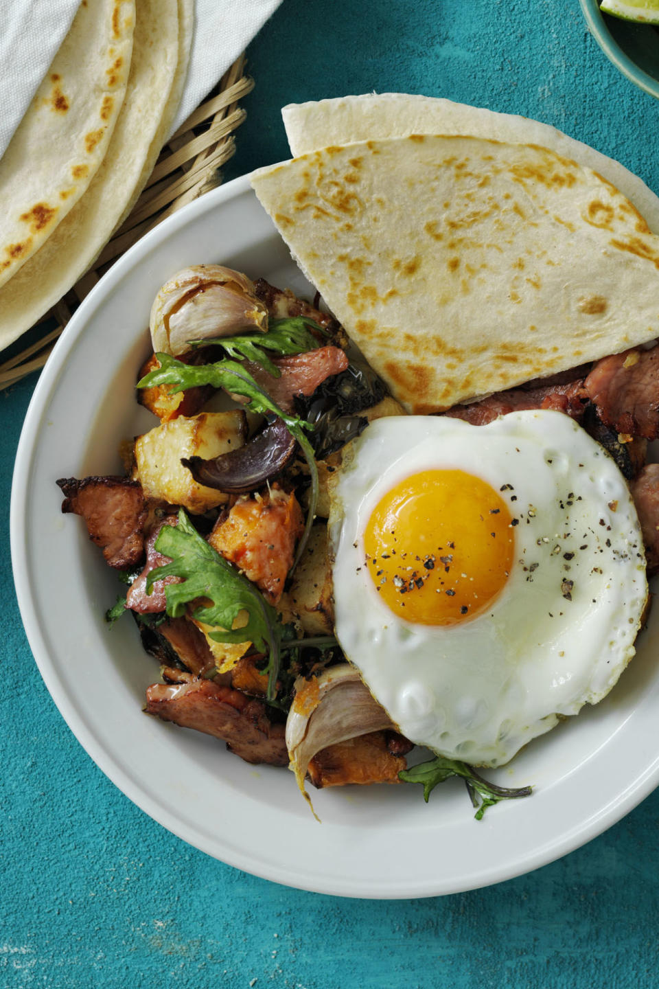 Roasted Poblano Potato and Ham Hash