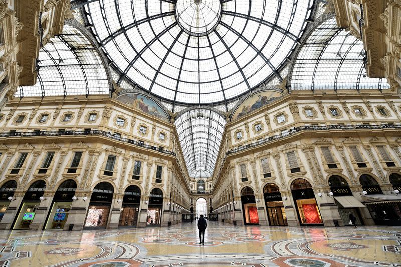 FILE PHOTO: Day three of Italy's nationwide coronavirus lockdown, in Milan