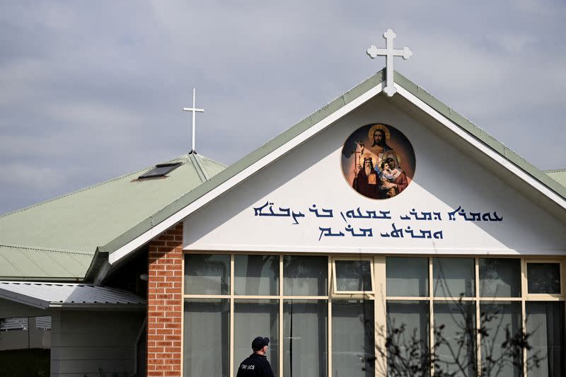 FILE PHOTO: Aftermath of a knife attack at the Assyrian Christ The Good Shepherd Church, in Sydney
