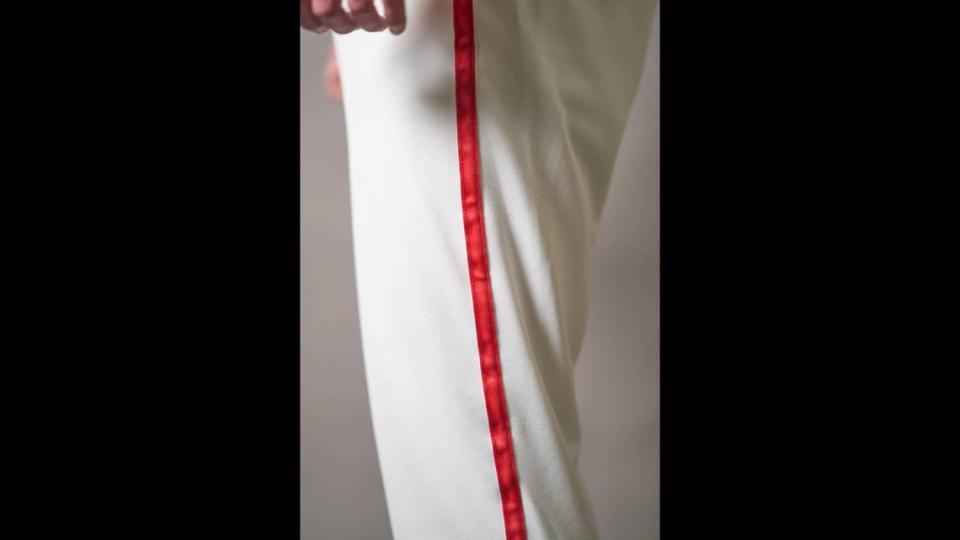 Pinstripe on the pants of the new Cardinals uniform unveiled on Monday, June 20, 2024.