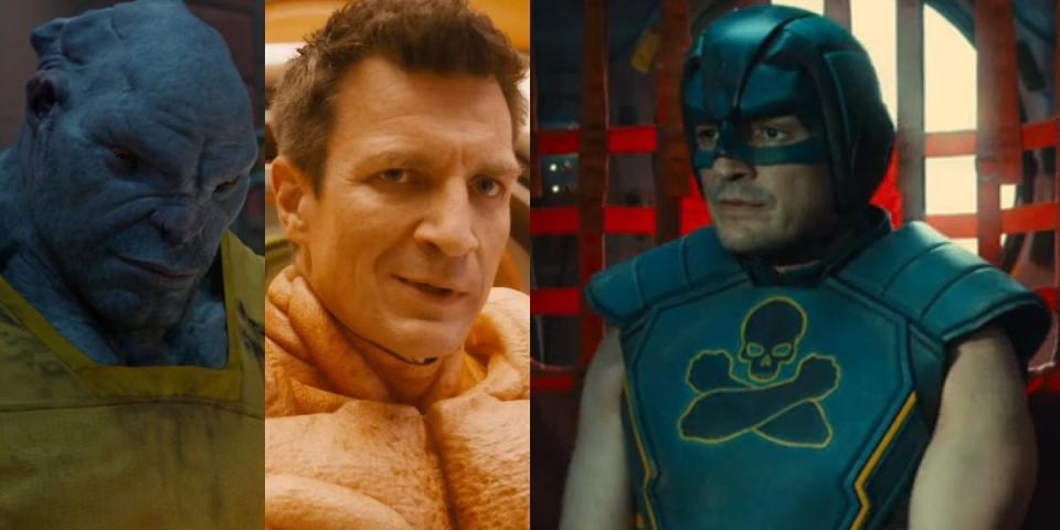 Nathan Fillion in "Guardians of the Galaxy" and "GotG: Vol. 3" and as TDK in "The Suicide Squad."